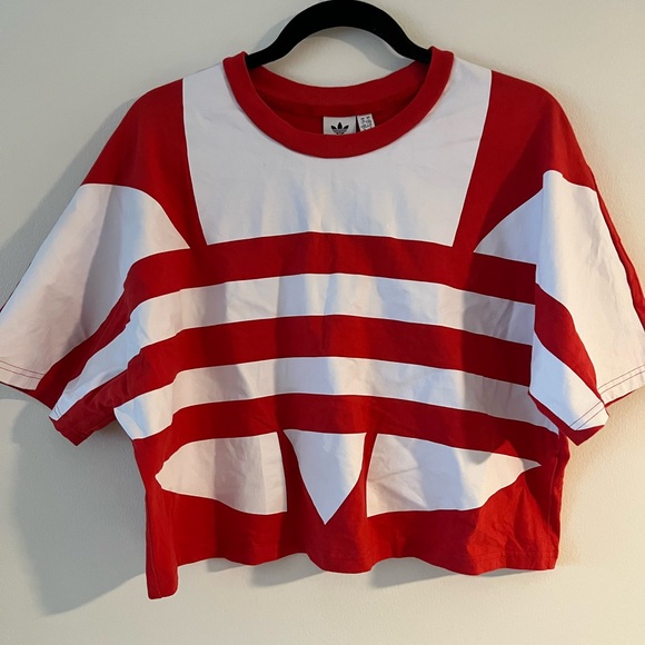 adidas Tops - Adidas Women’s Red and White Crop Tee